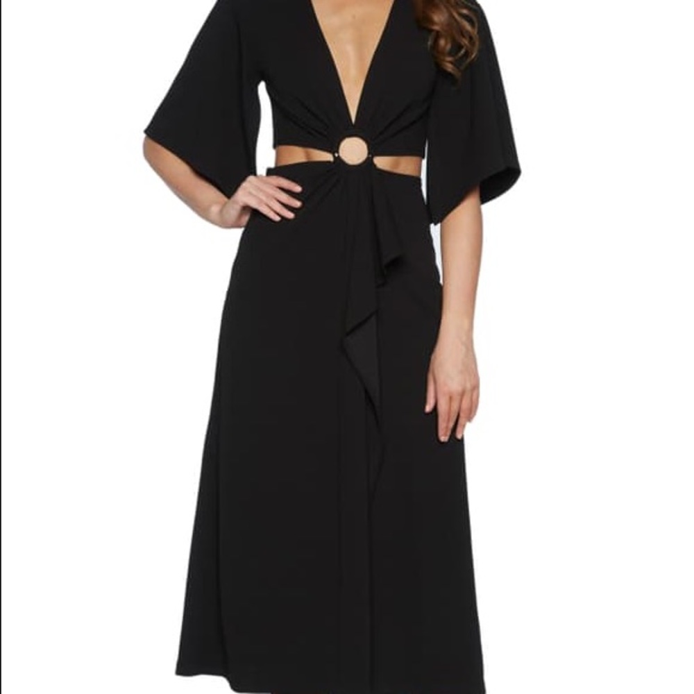 Bardot Teri Ring Midriff Dress in Black